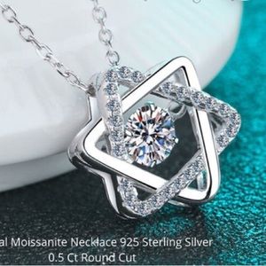 0.5ct moissanite “dancing” stone necklace in real sterling silver stamped